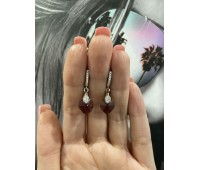 Серьги с подвесками Swarovski Heart Amethyst в серебре Серьги с подвесками Swarovski Heart Amethyst в серебре