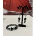 Ожерелье, серьги и браслет "Черный бархат"