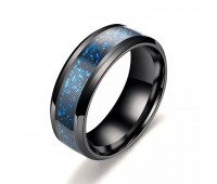 Мужское кольцо с узором "Кельтский дракон", черное с синим