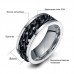 Мужское кольцо с вращающейся цепью, серебро с черным